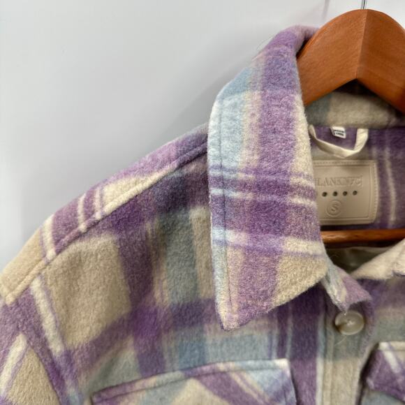 BLANK NYC Purple Plaid Cropped Shacket Jacket in Keep it Up Plaid  // S - Picture 5 of 9